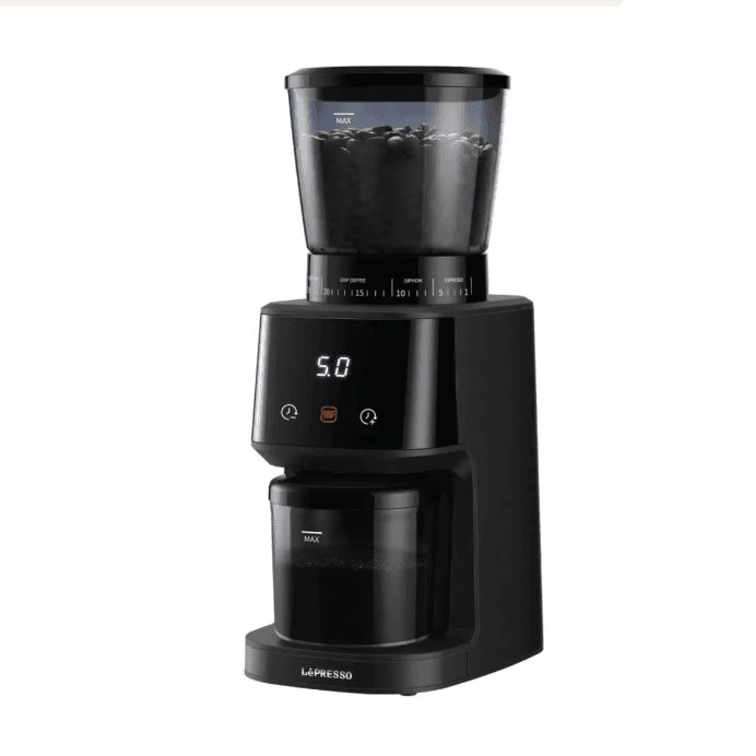 Lepresso Conical Burr Grinder - Black مطحنة القهوة طاحونة كهربائية